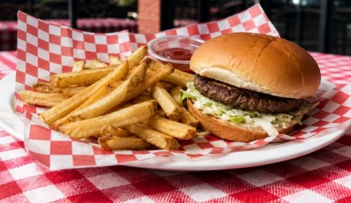 Kids burger and fries